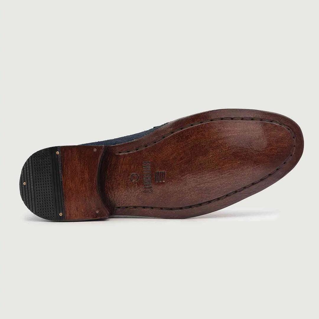 Men's Blue Suede Penny Loafers