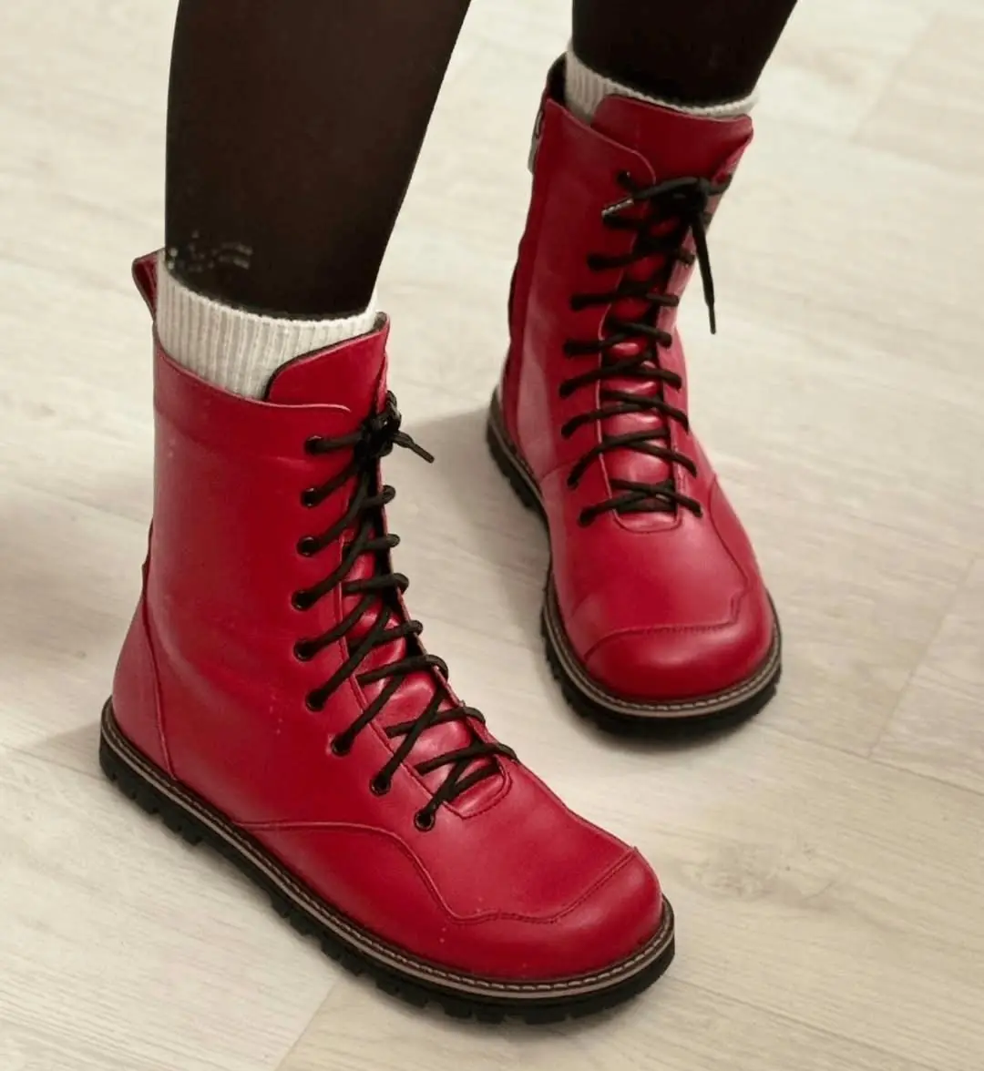 Anatomical Lace Up Boots Women Handmade Suede Or