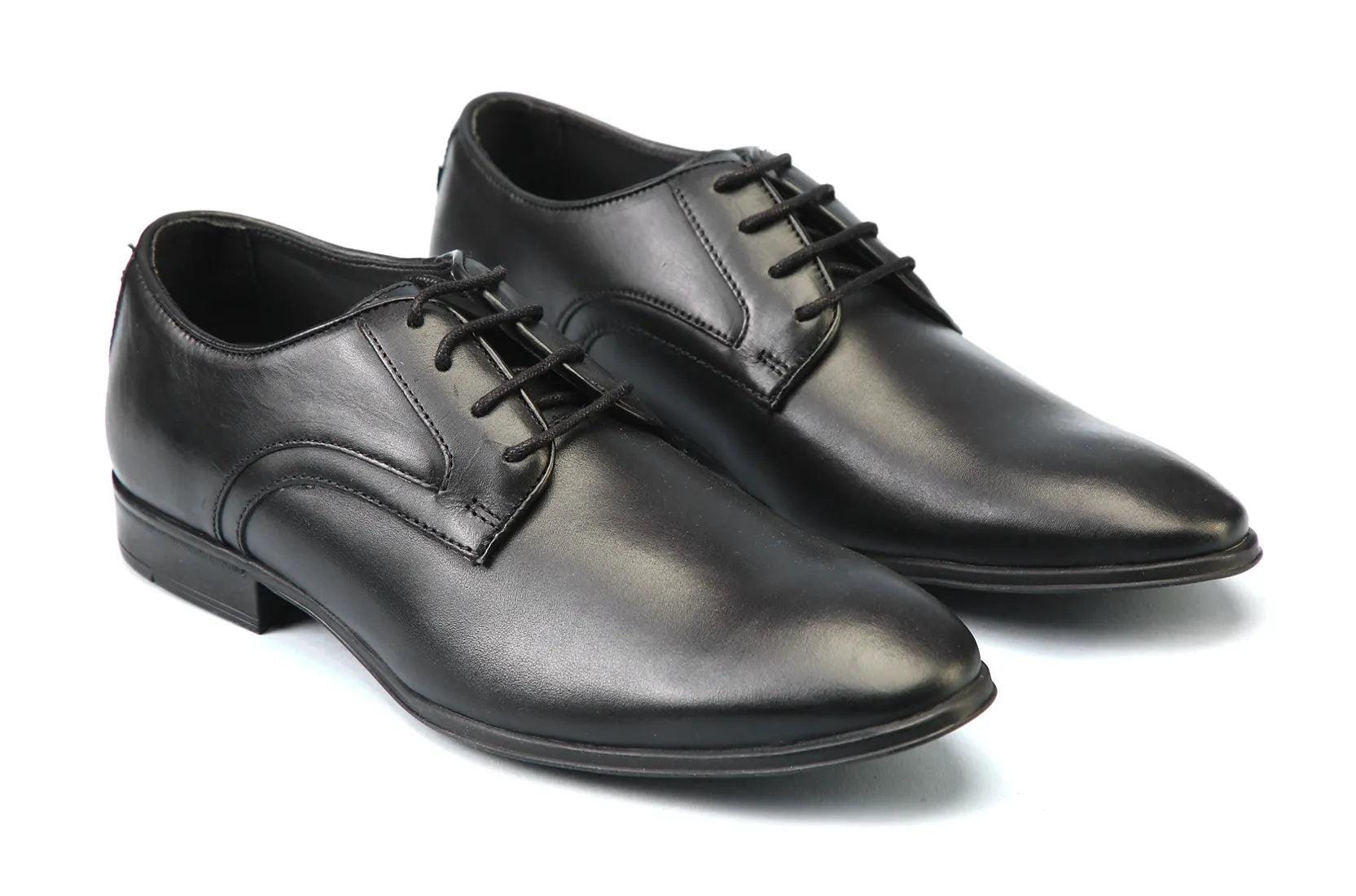 Men's Formal Black Leather Laceup Shoe With Bella