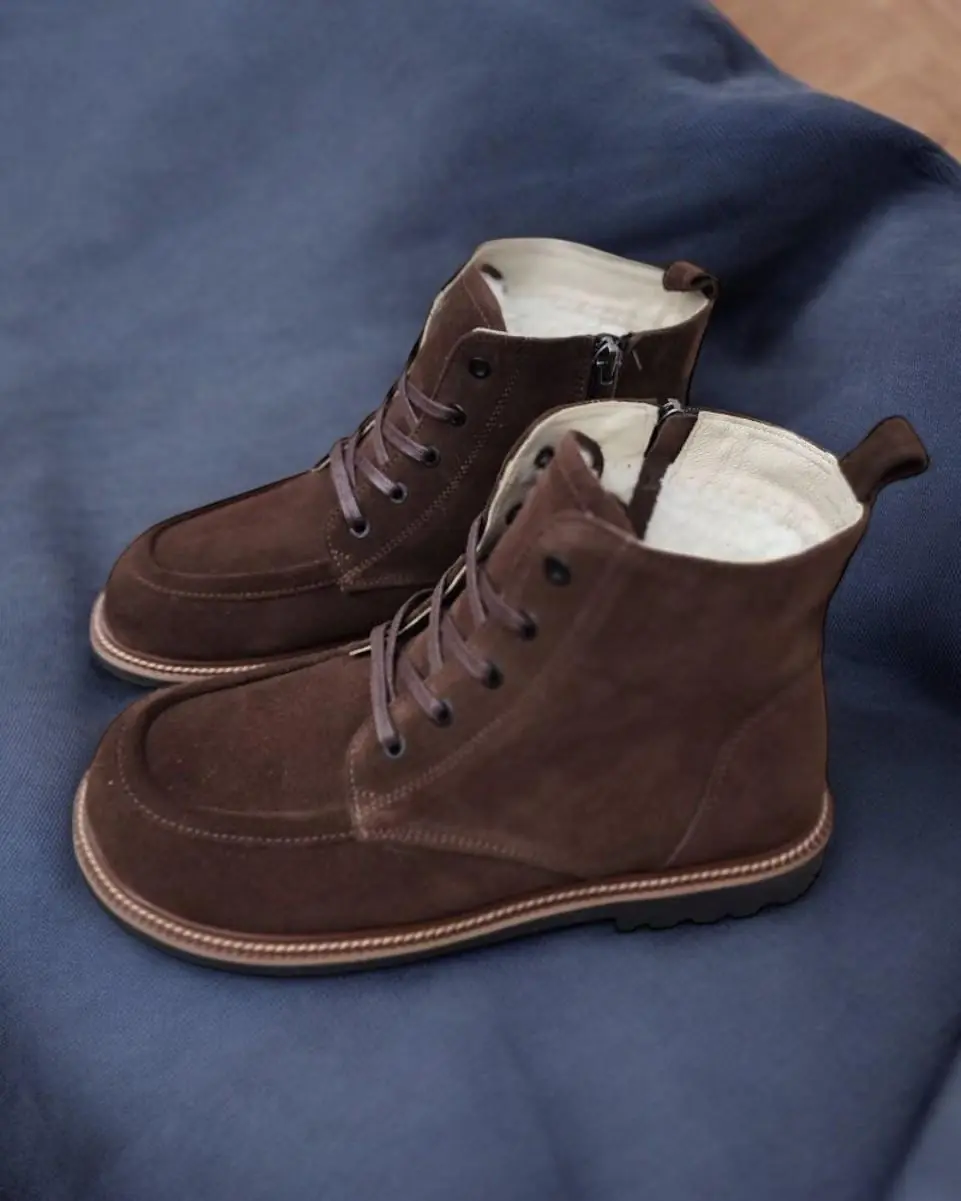 Women Suede Winter Boots Handmade Anatomical Ankle Boots