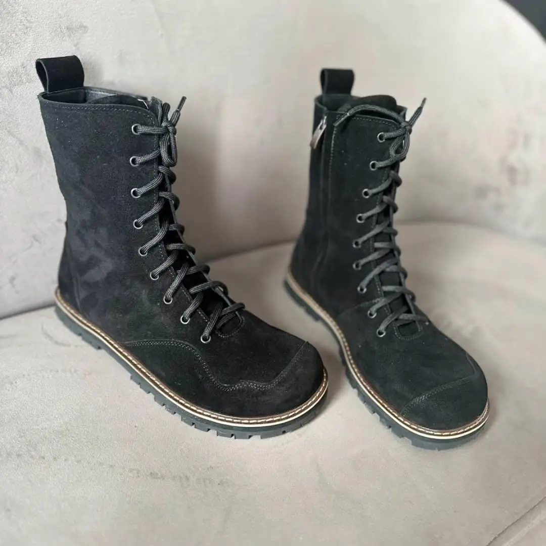 Leopard Print Boots Women Anatomical Lace Up Combat