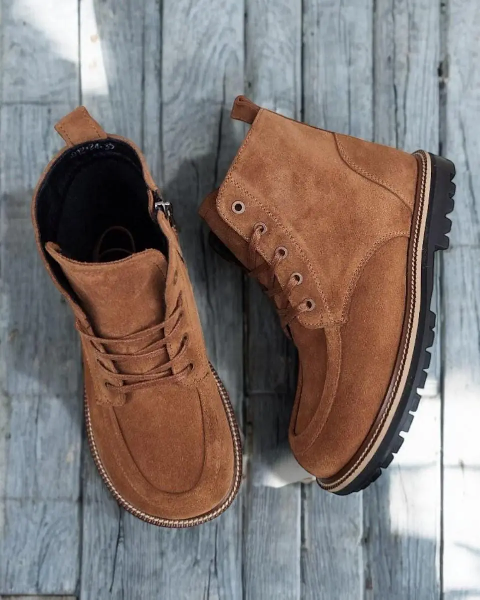 Women Suede Winter Boots Handmade Anatomical Ankle Boots