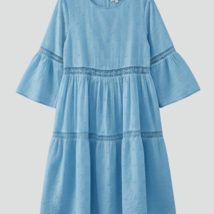 Women’s Midi Dress With Round Neckline And Long Sleeves