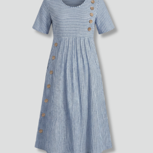 Women’s Midi Dress With V-neck And Button Detail