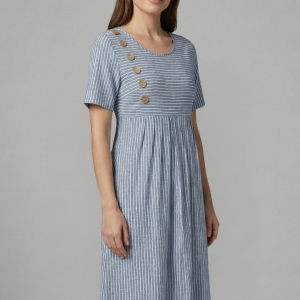 Women’s Midi Dress With V-neck And Button Detail