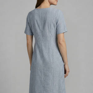 Women’s Midi Dress With V-neck And Button Detail