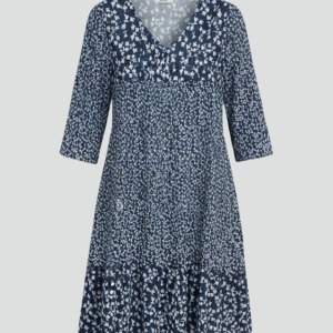 Women’s Midi Dress With V-neckline And Smocked Waist