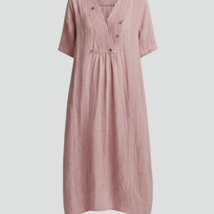 Women’s Midi Dress With V Neck And Short Sleeves