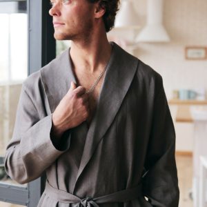 Linen Robe For Men Wedding Gift Hooded Handmade
