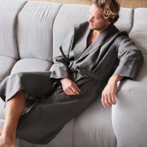 Linen Robe For Men Wedding Gift Hooded Handmade
