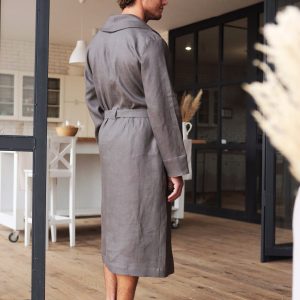 Linen Robe For Men Wedding Gift Hooded Handmade