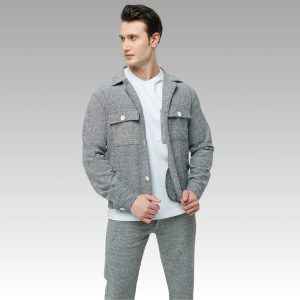 Men's Casual Jacket And Pants Set: Elastic Waist
