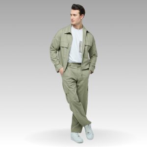 Men's Cotton Blend Work Jacket: Lightweight Spring Overshirt