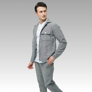 Men's Casual Jacket And Pants Set: Elastic Waist