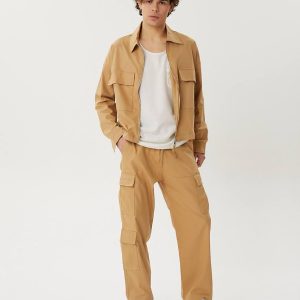 Men's Cotton Blend Work Jacket: Lightweight Spring Overshirt