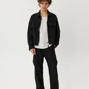 Men's Cotton Blend Work Jacket: Lightweight Spring Overshirt