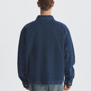 Oversized Jeans Denim Bomber Jacket: Men's Vintage Streetwear