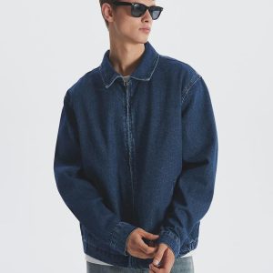 Oversized Jeans Denim Bomber Jacket: Men's Vintage Streetwear
