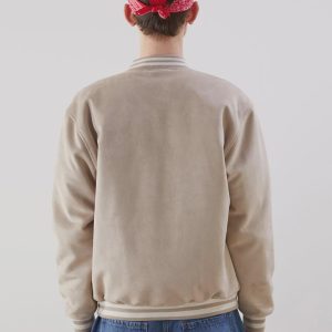 Men's Suede Bomber Jacket: College Style Lined Interior