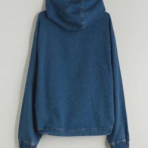 Men's Hooded Denim Jacket: Y2k Vintage Style Relaxed