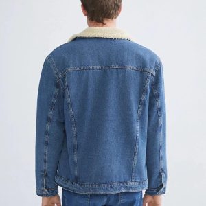 Men's Sherpa Lined Denim Jacket: Vintage Blue Jean
