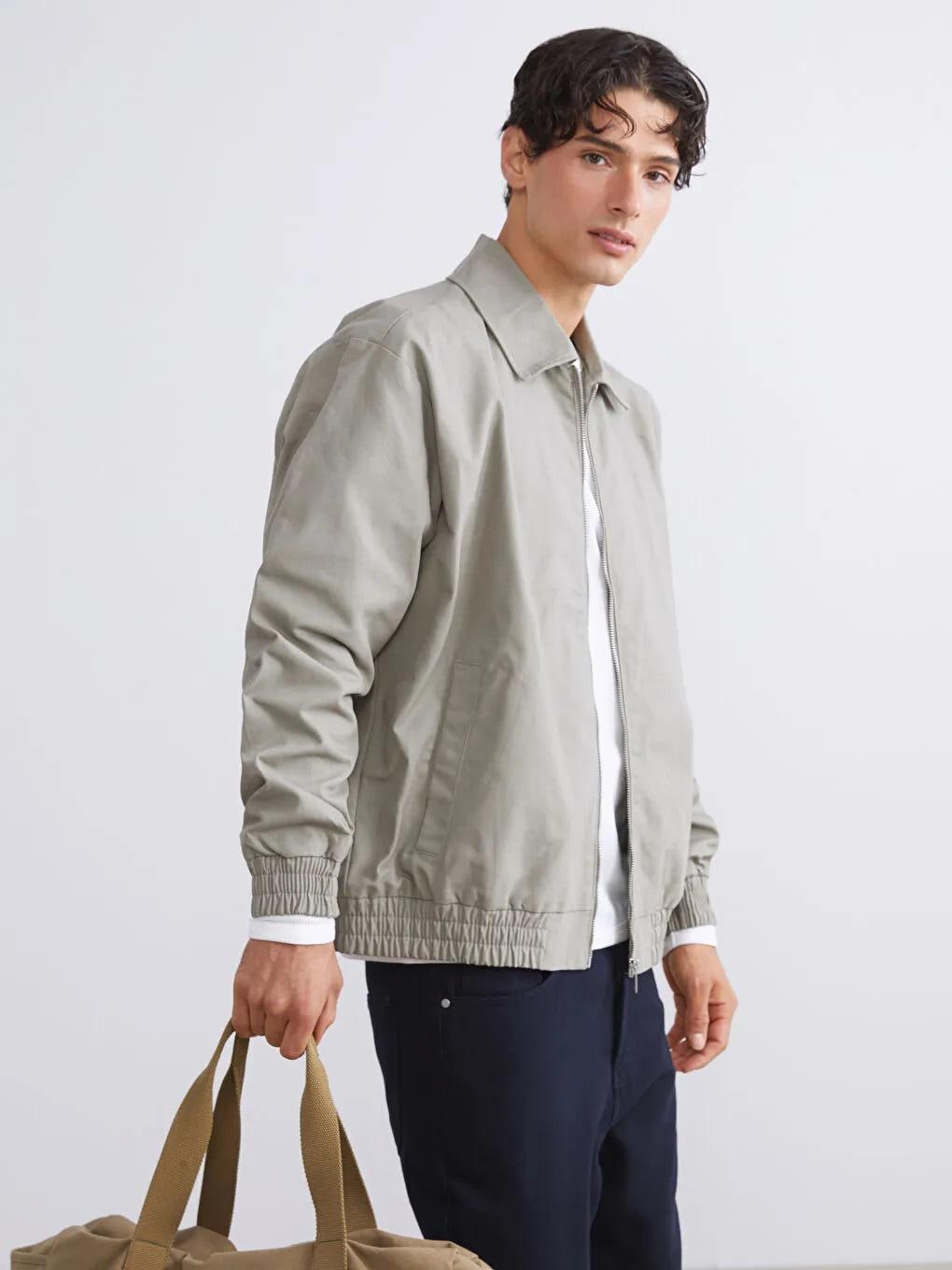 Men's Cotton Bomber Jacket: Lightweight Windbreaker Elastic Cuffs
