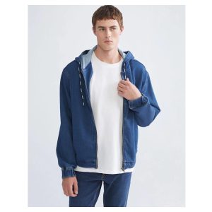 Men's Hooded Denim Jacket: Y2k Vintage Style Relaxed