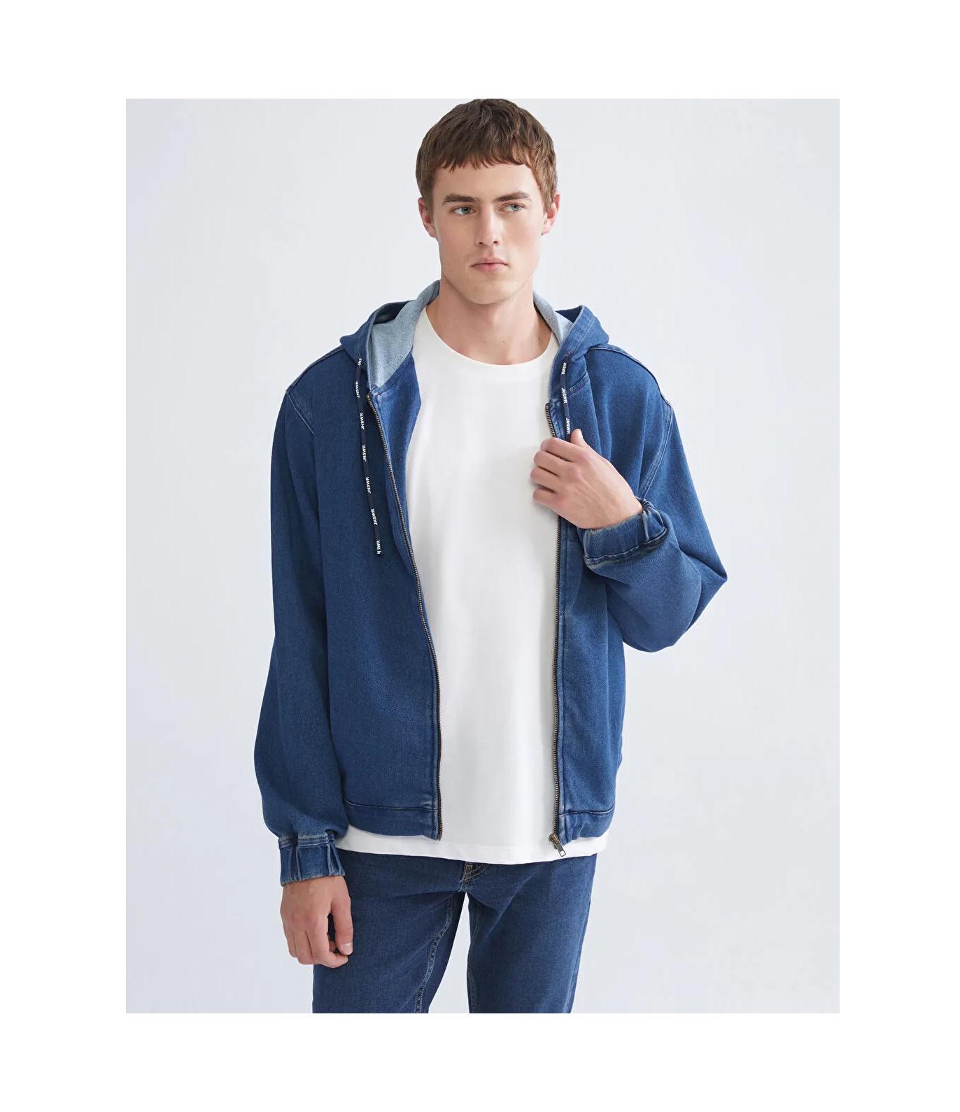 Men's Hooded Denim Jacket: Y2k Vintage Style Relaxed