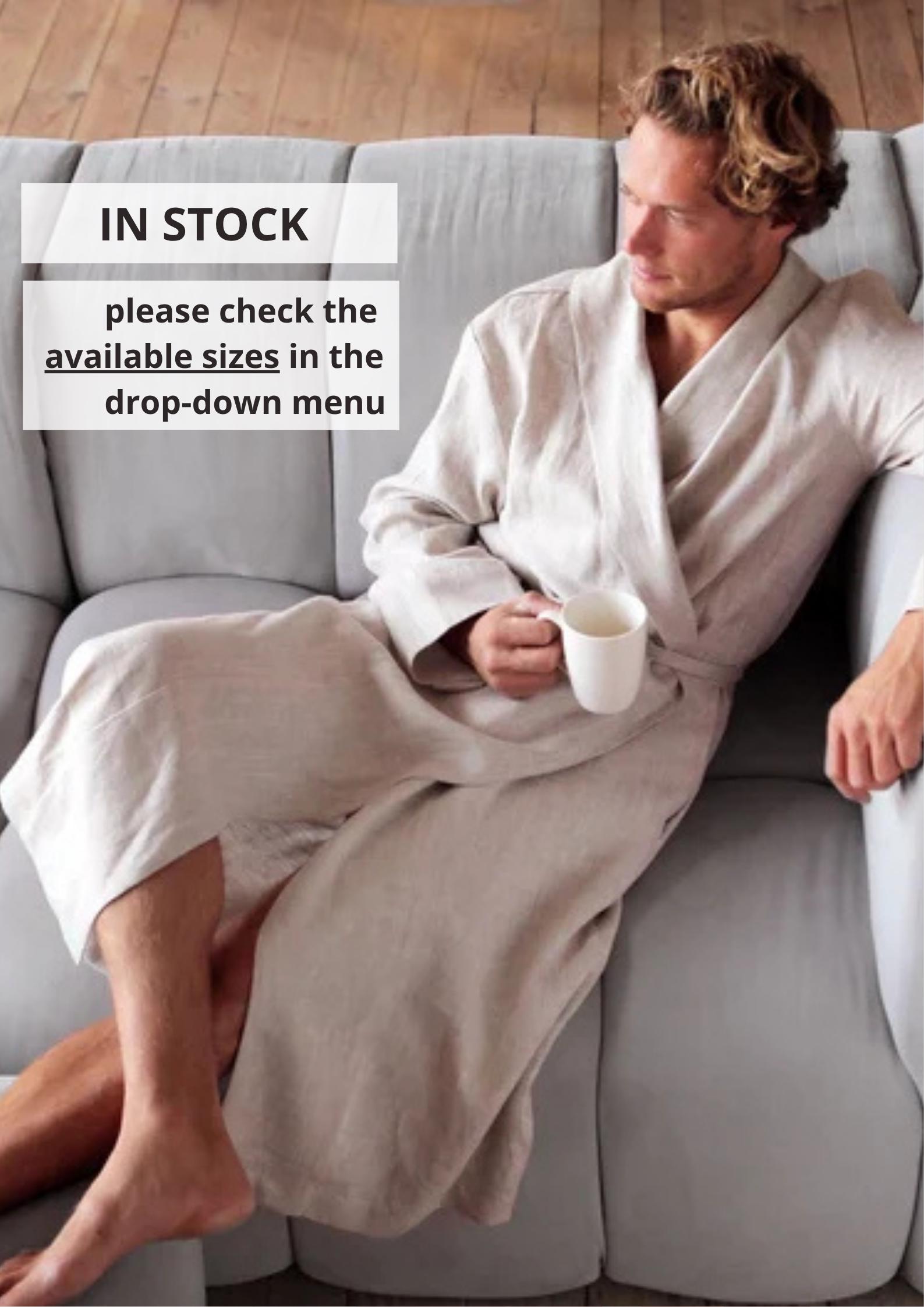Linen Robe For Men Organic Spa Beige Dressing